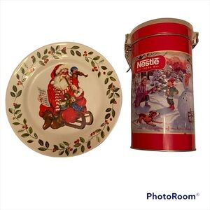 Nestle Christmas Canister and Santa Plate Royal Suffolk